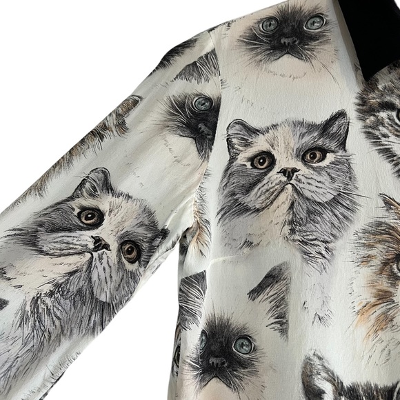 Stella McCartney silk cat print blouse size 34 or US 0, excellent condition - Picture 7 of 14